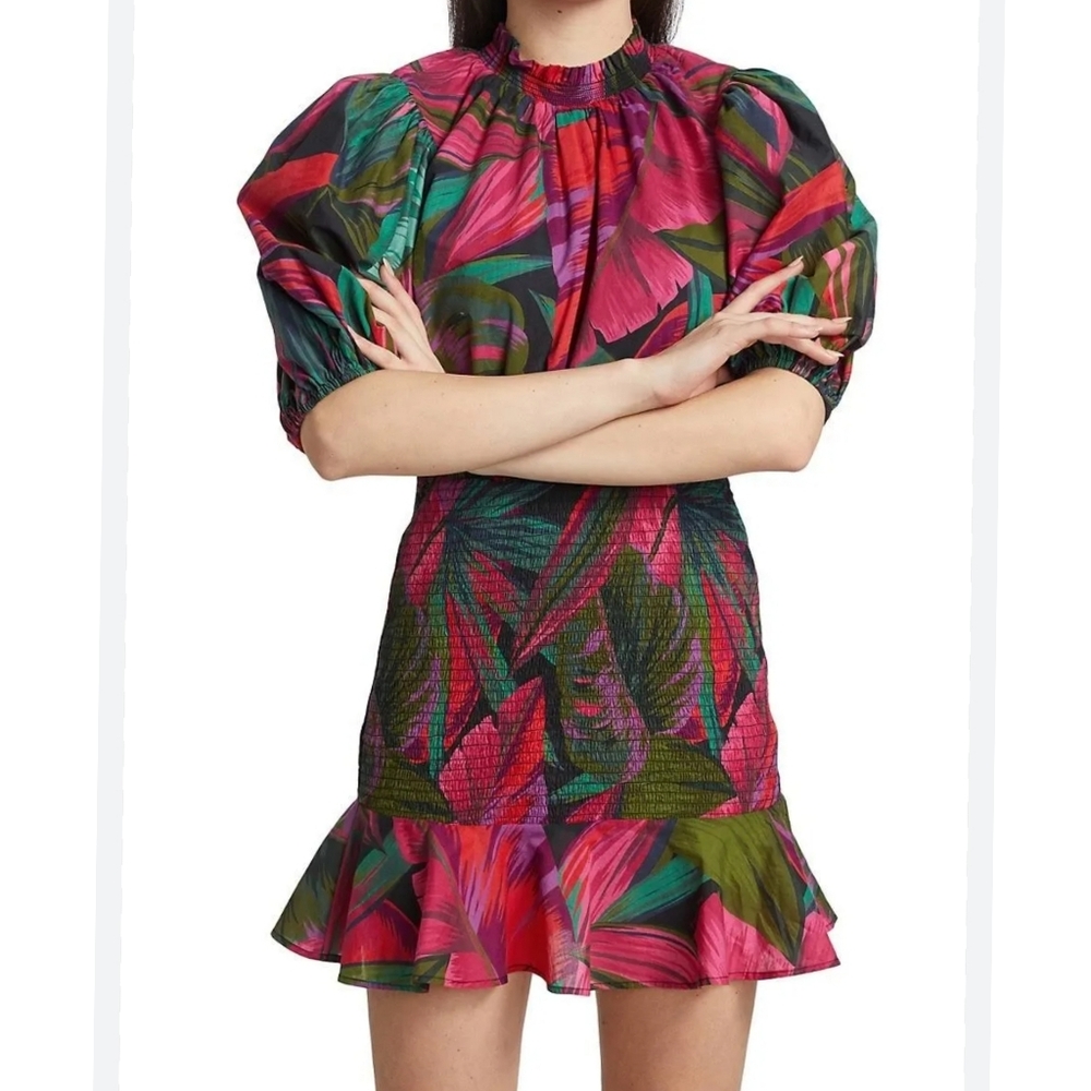 Farm Rio Women's Midnight Leaves Mini Dress